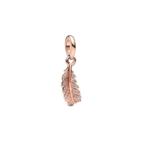 Pandora Moments 14K Rose Gold Plated Cz Dangle Charm - Picture 1 of 4